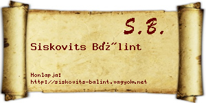 Siskovits Bálint névjegykártya